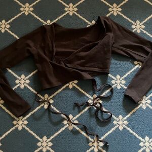 Brown LA Apparel Wrap Top